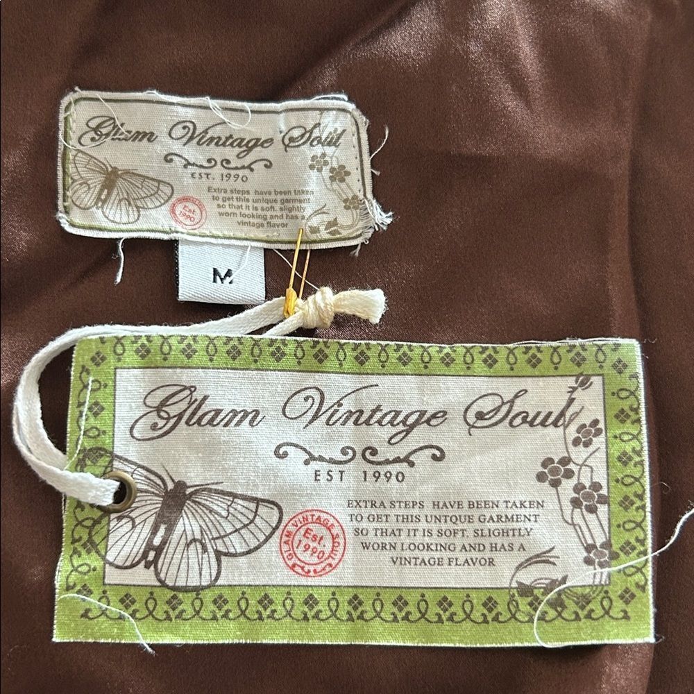 glam vintage soul Brown 100 % silk tunic Top medium new with tags - Picture 6 of 10
